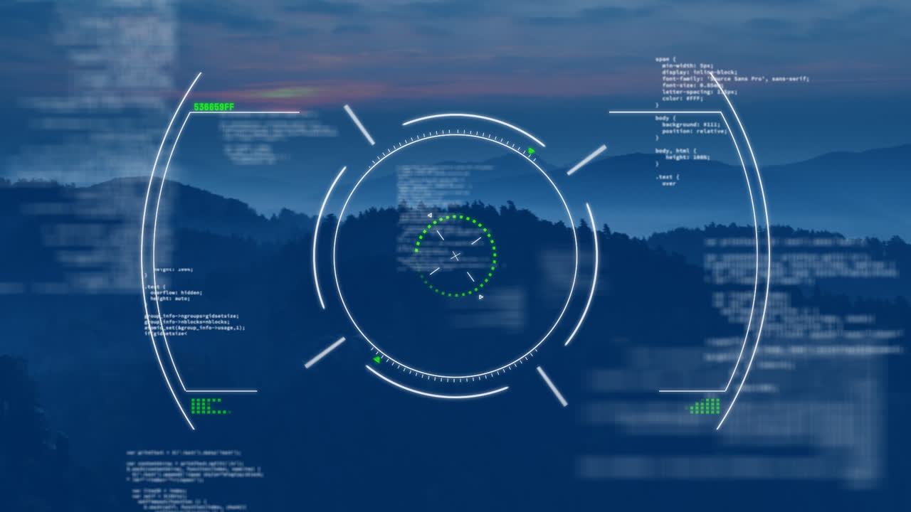 Animation of data processing over landscape