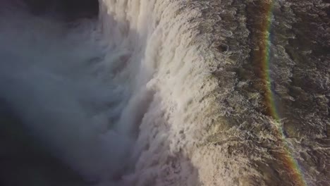 aerial over dettifoss iceland one of the most remarkable waterfalls in the world with rainbow 1