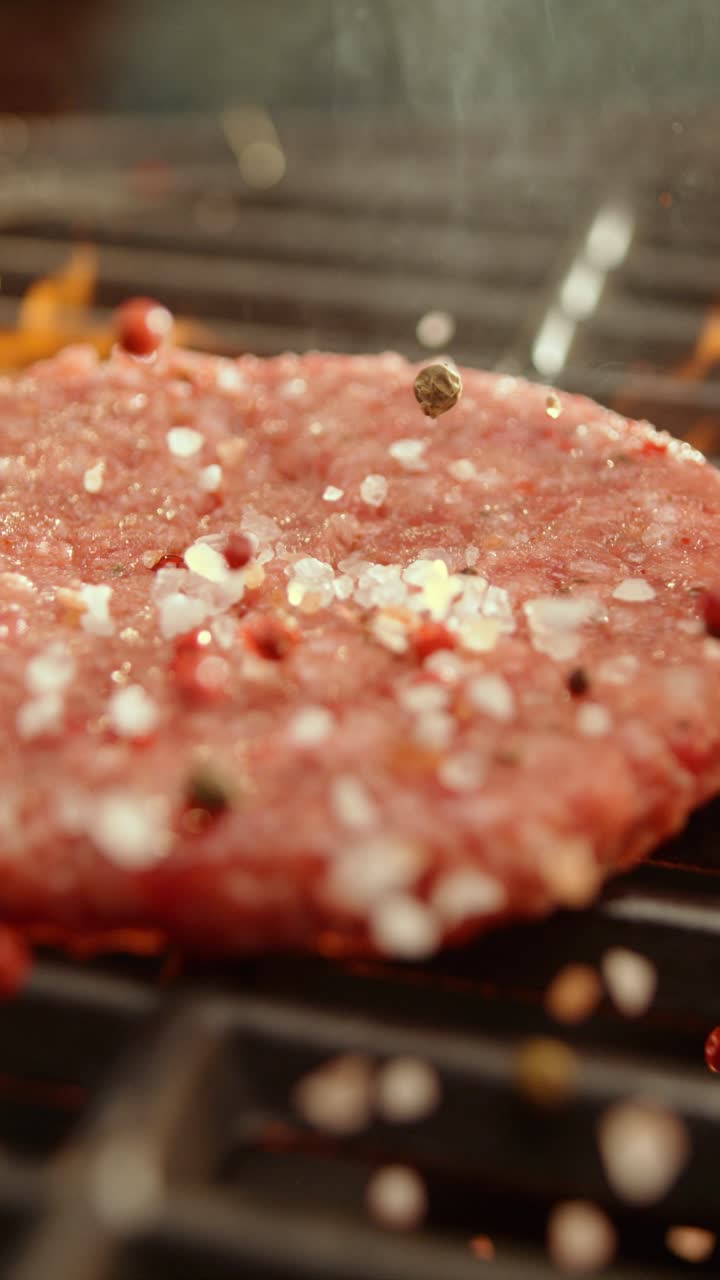 Burger patty grilling