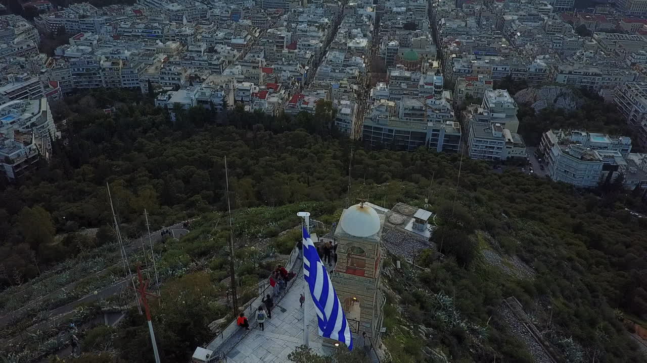 Aerial View of Lycabettus Hill in Athens, Greece