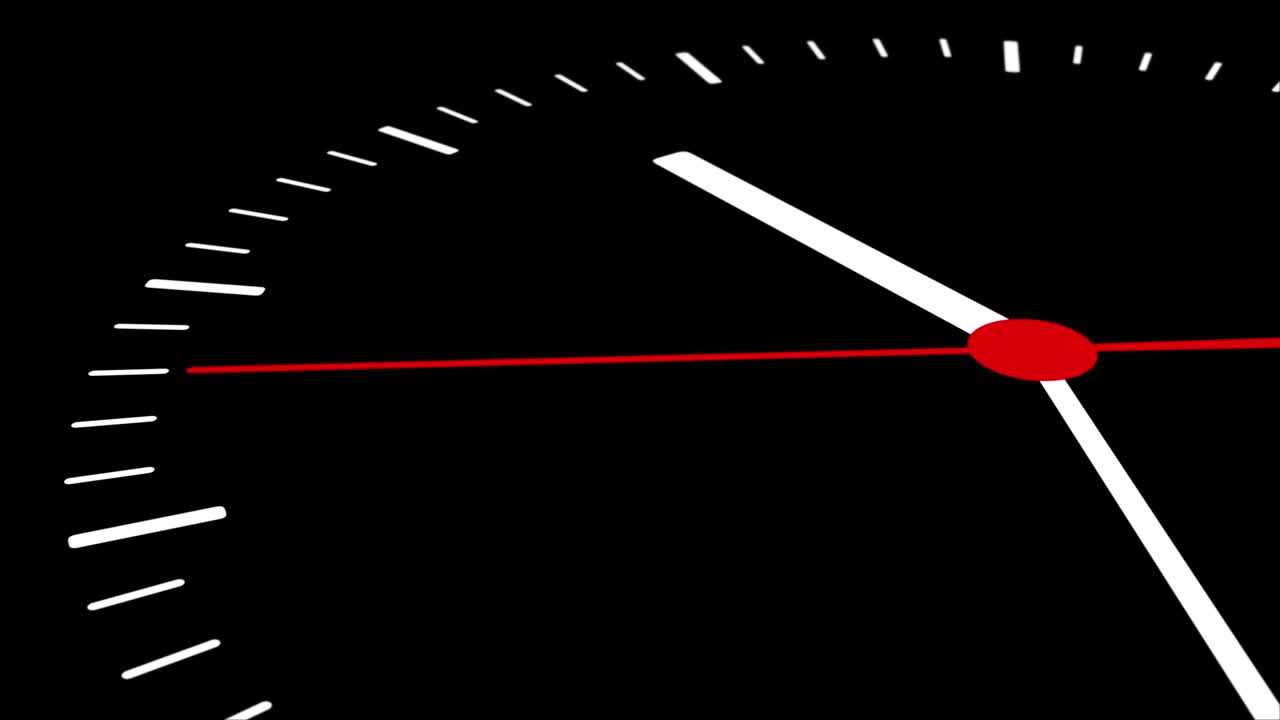 빨간 화살표가 있는 검은 시계.