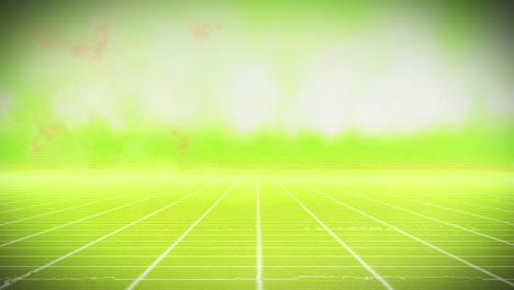 digital animation of moving grid network with copy space on green background