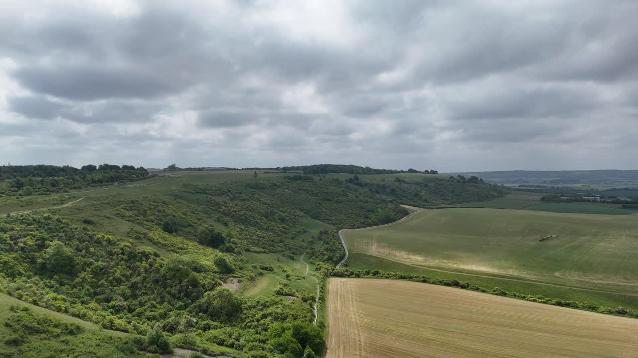 Dunstable Downs Chilton Hills Bedfordshire high drone,aerial