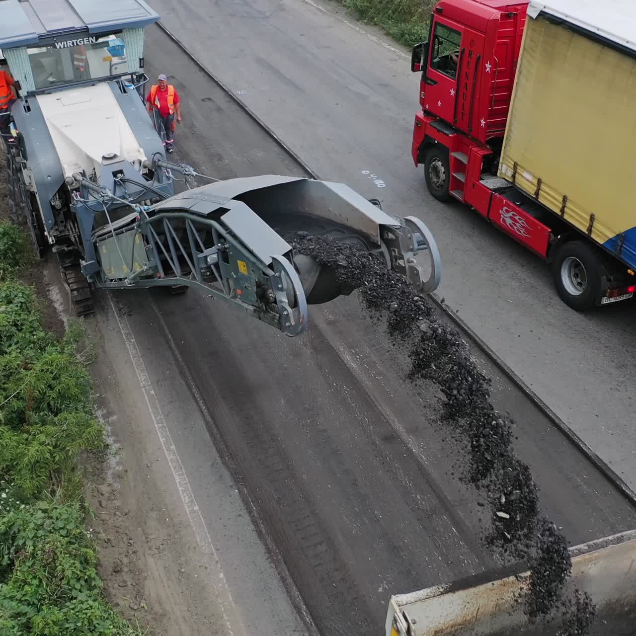 Laying new asphalt on the road