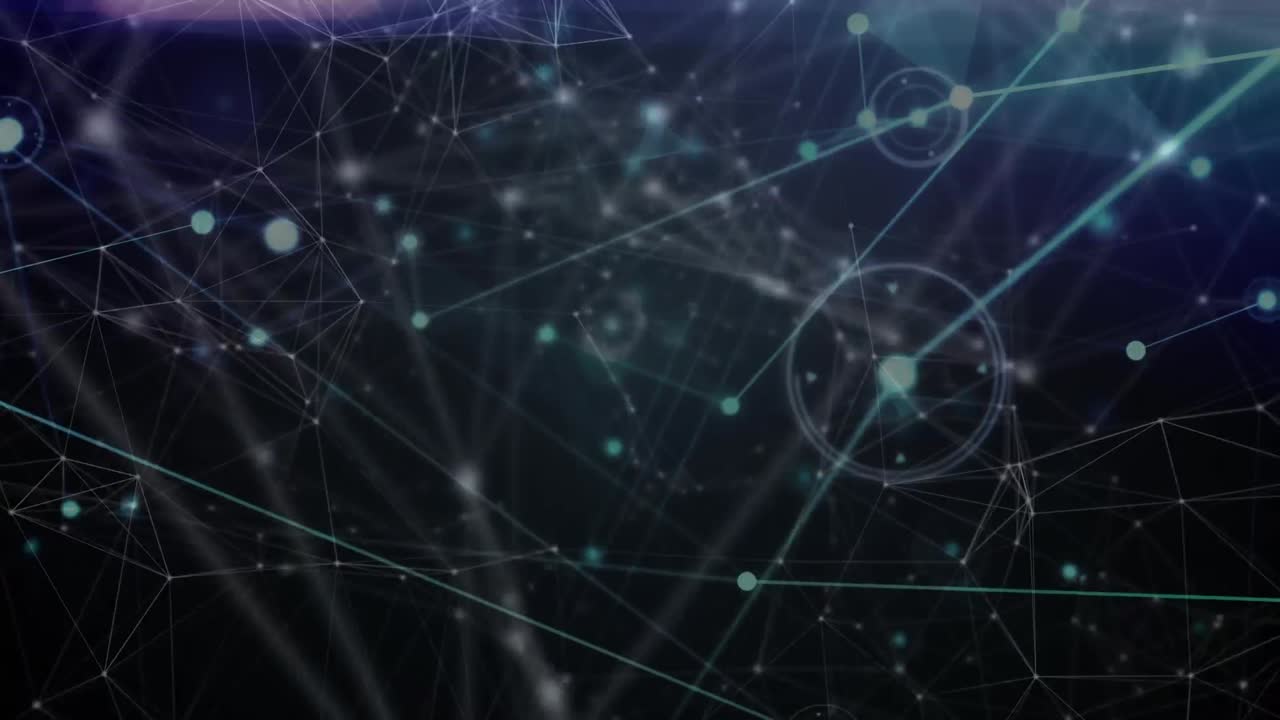 animación de la red de conexiones con iconos sobre fondo azul