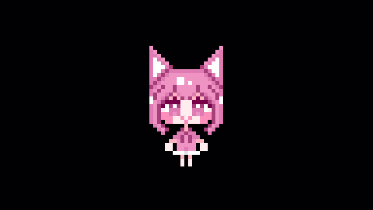 Pixel Cat girl Waiting short hair Looping animation. 1080p (2).mov