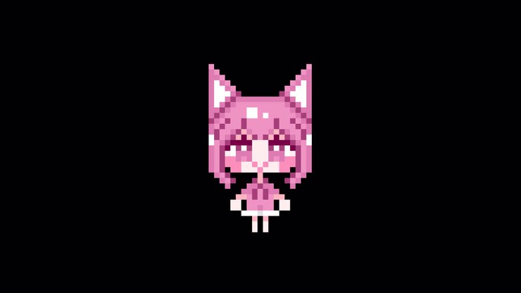 Pixel Cat girl con capelli corti in attesa. Animazione in loop. 1080p (2).mov