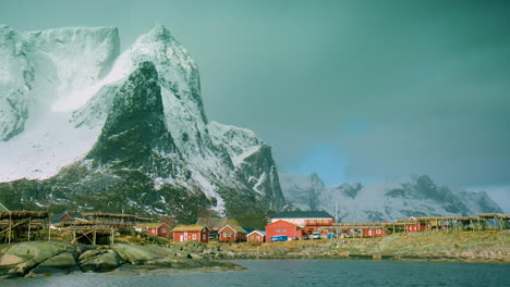 stockfish on racks and housing in lofoten