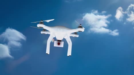 Digital-image-of-drone-holding-a-camera-and-smiling