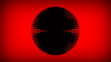 Black spiked sphere rotating on a red background. 3d. Seamless loop animation