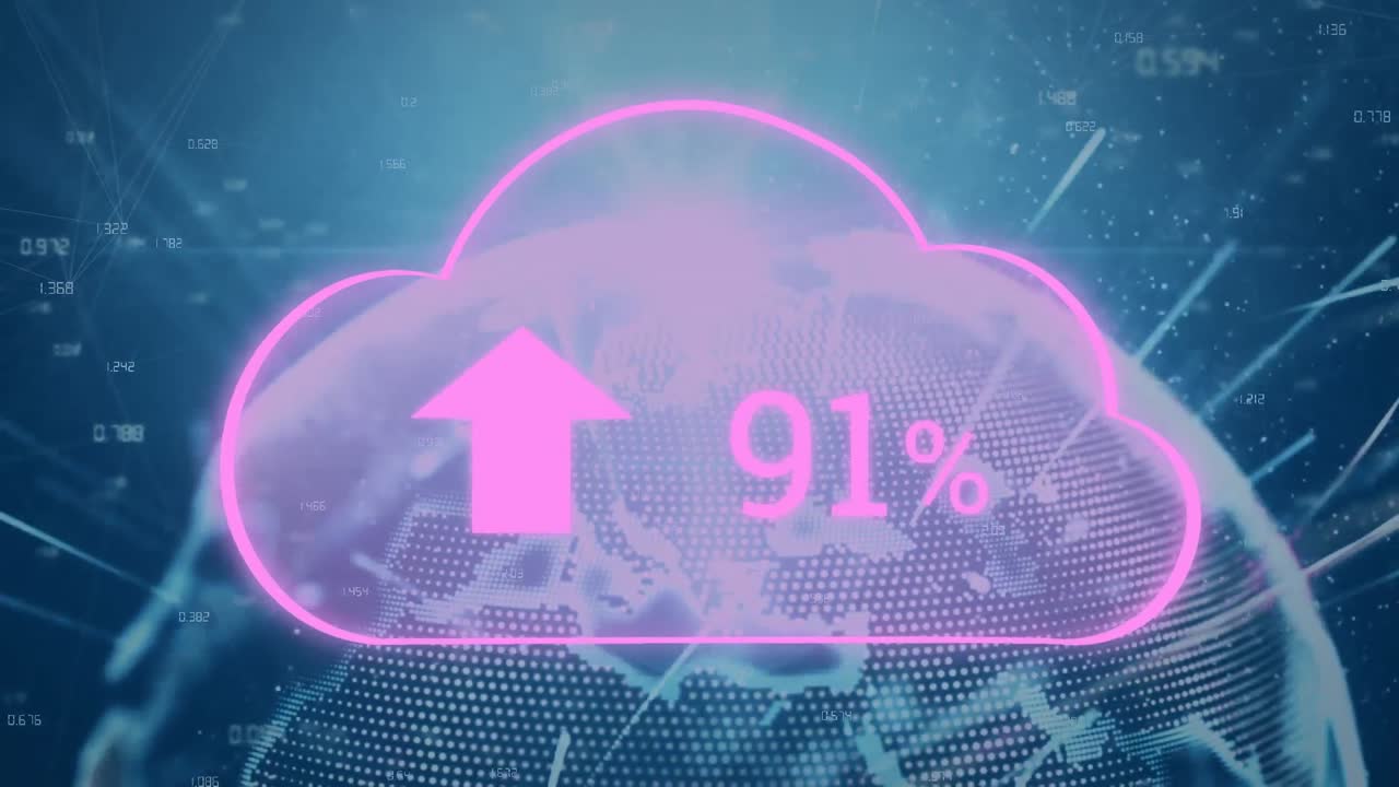지구와 불빛 위에 업로드하는 구름의 애니메이션