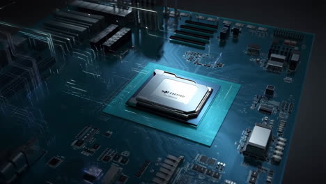 high-tech computer chip on a circuit board