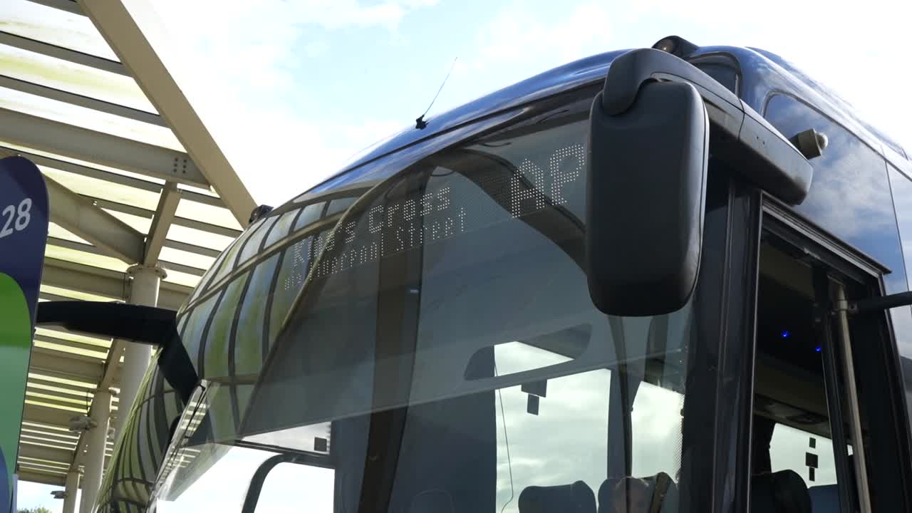 A8 bus at Stansted Airport bound for King's Cross via Liverpool Street, London