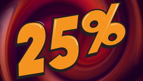 animation of orange text 25 percent, on swirling red and brown