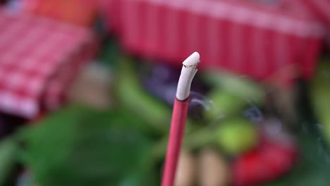 Close-up-Incense-Burning-To-Worship-Sacred-Objects-Or-To-Worship-The-Lord-Buddha,-Buddhist-rituals