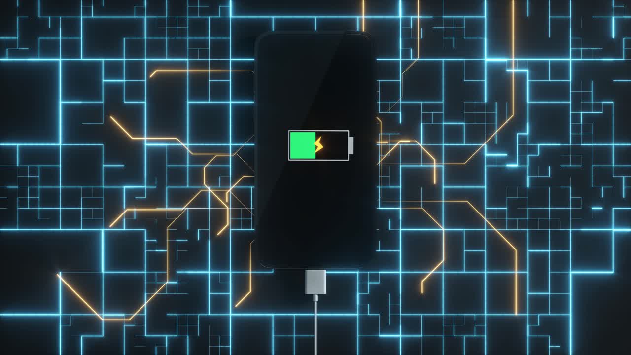 The progress of charging the mobile phone, 3d rendering.