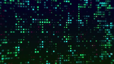 Animation-of-green-spots-moving-over-black-background