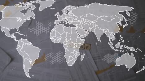 Animación-Del-Procesamiento-De-Datos-Y-Mapa-Mundial-Sobre-Documentos