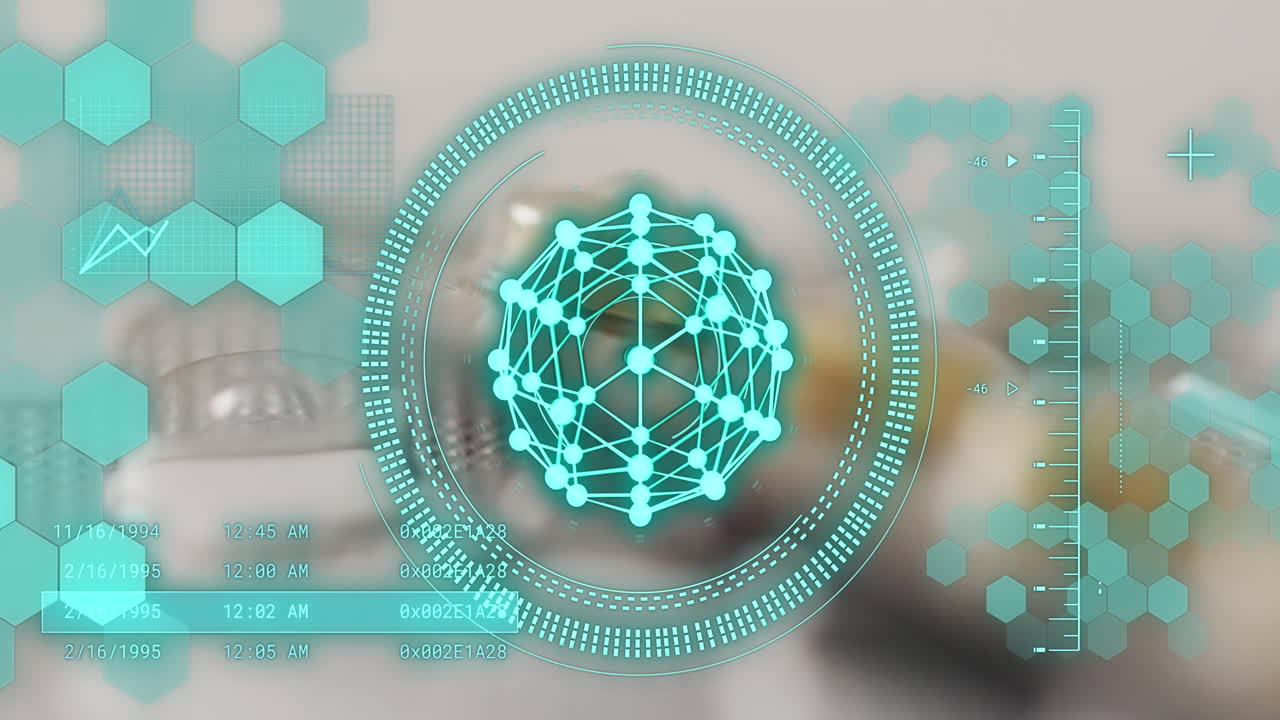animación de formas y procesamiento de datos sobre pastillas