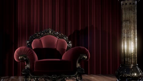 luxurious theater curtain stage with chair