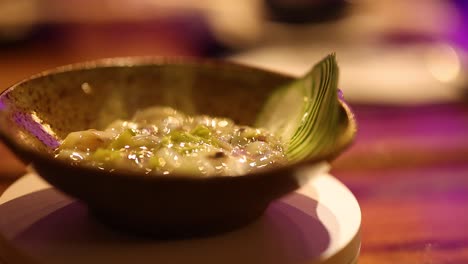 close-up of a traditional japanese dish served