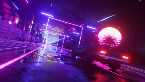 viaje por el camino retro cyberpunk