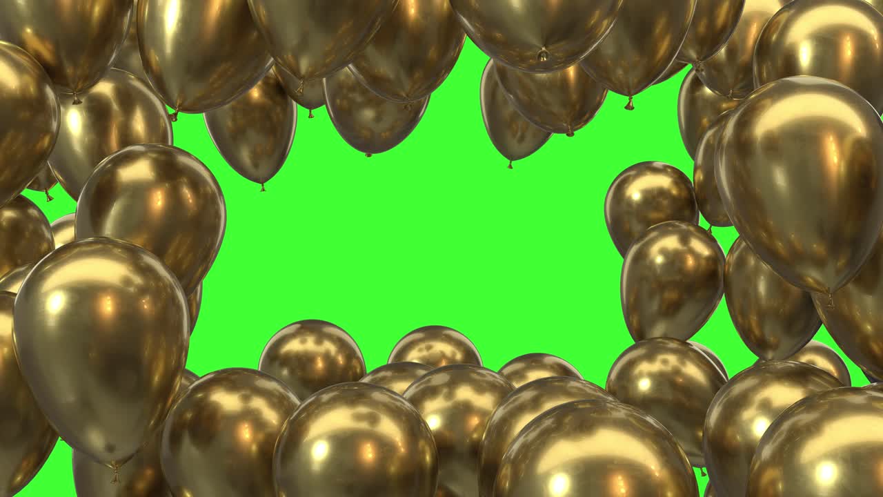 marco de renderizado 3d de globos dorados en un fondo verde