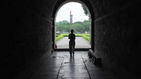 entrance gate of thang long imperial citadel hanoi vietnam tower vietnamese national flag