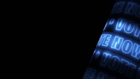 ahora voto 3d texto digital de desplazamiento led tablero de visualización de cilindro pantalla de luz animación en bucle sin costura 4k fondo. voto ahora tablero led tubo panel de pared con espacio de copia para su texto o obra de arte.