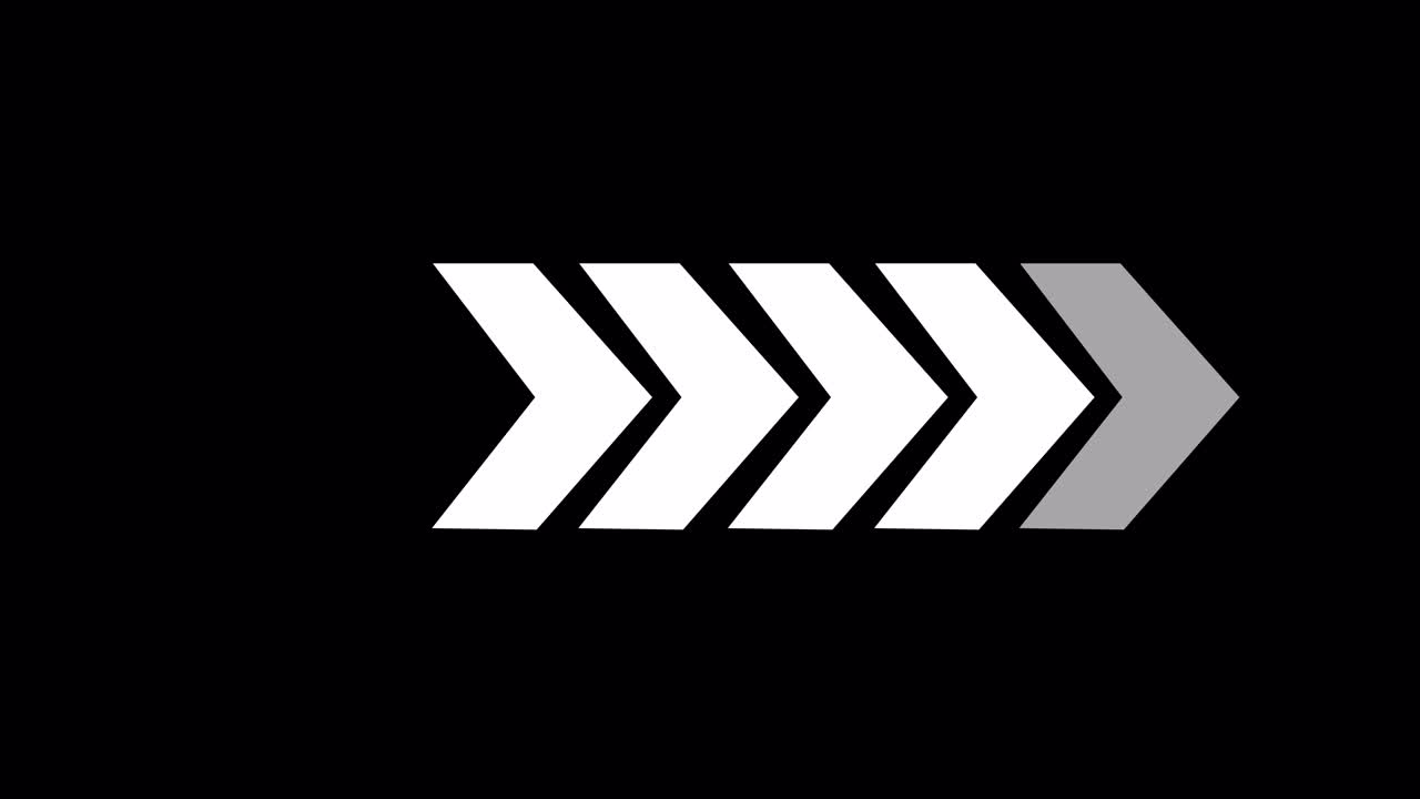 White Chevron Arrows Pointing Right on Black Background