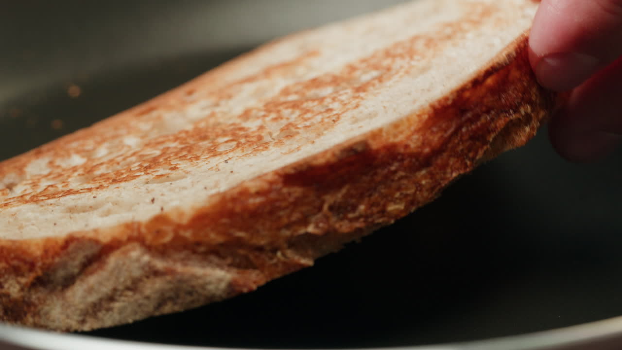 Toasting bread in a pan