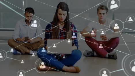 animation of social network connections over diverse people using electronic devices