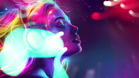 mujeres con auriculares y altavoces hechos con ia generativa