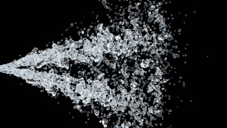 water splash with droplets on black background. 3d illustration.