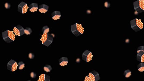 sushi pieces raining down in dark background