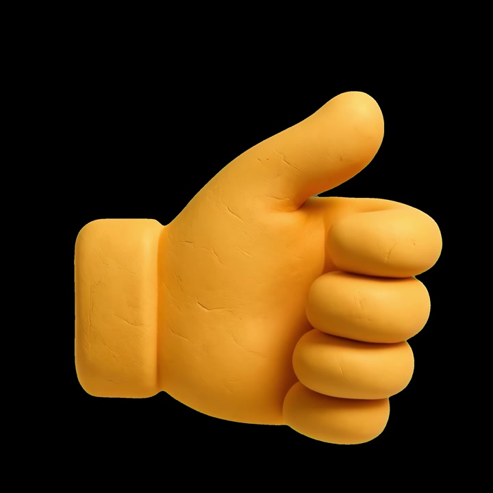 Emoji Animata di Mano 3D che Passa dal Pollice in Su al Pugno