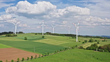 drone flight over a wind power plant in germany