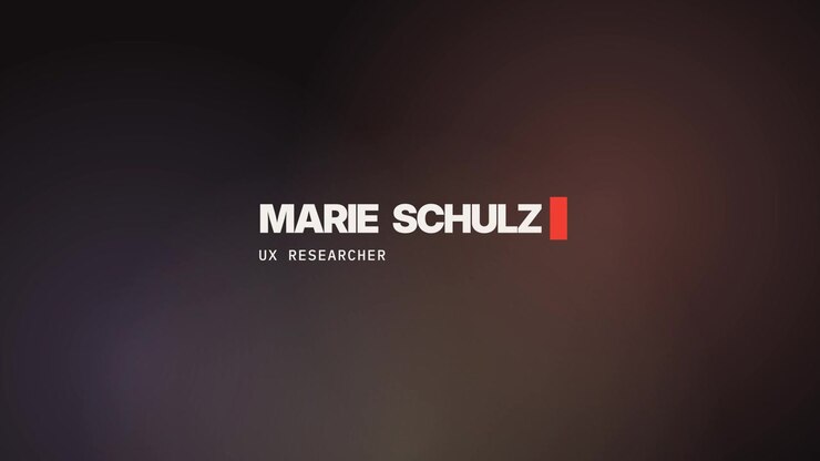 Professionelt navneskilt-grafik til UX-forsker Marie Schulz