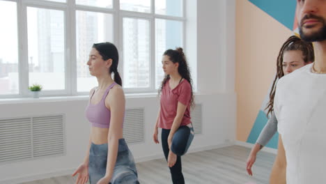 group yoga class in studio