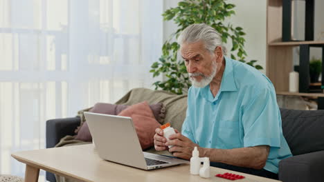 elderly man reviewing medication online