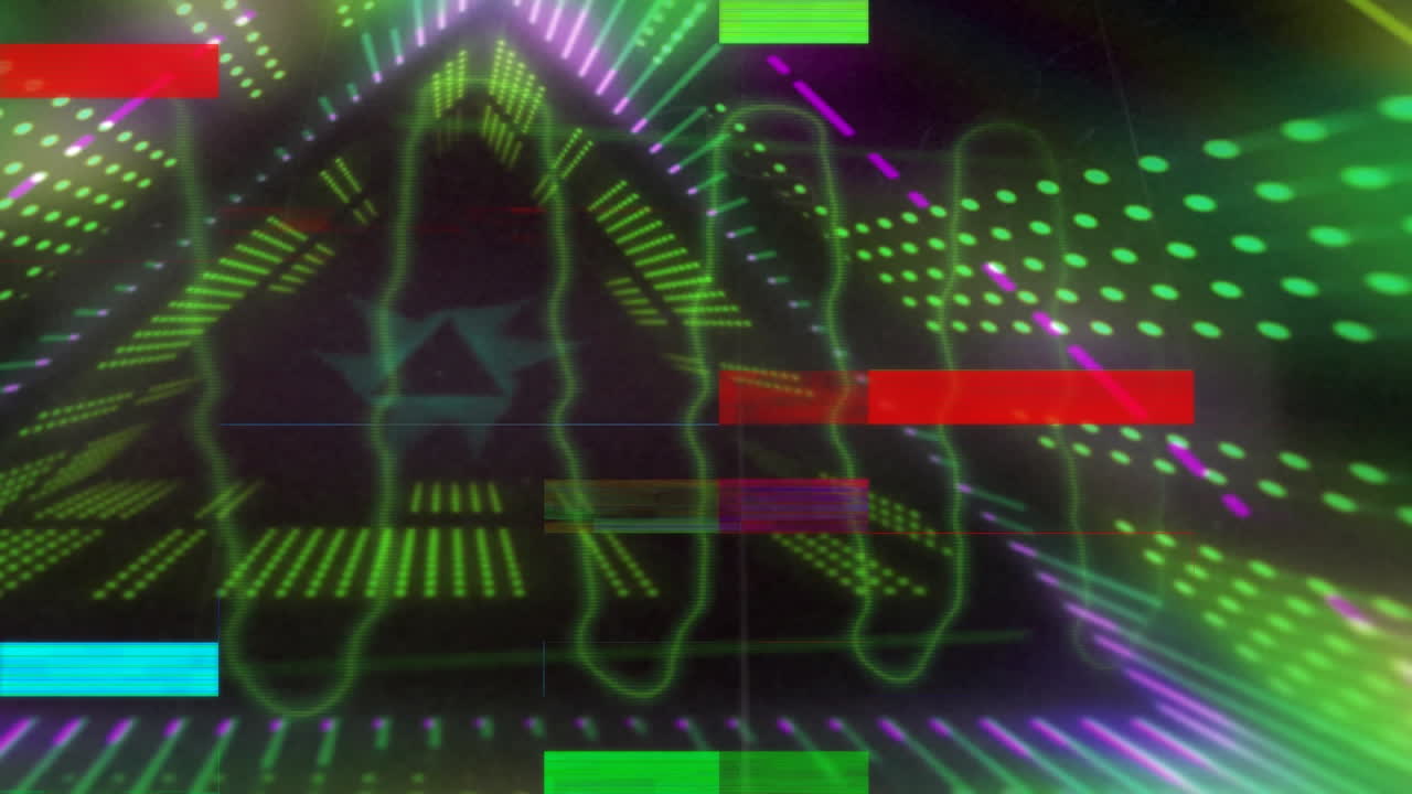 animación de distorsión colorida y luces que se mueven sobre un fondo negro