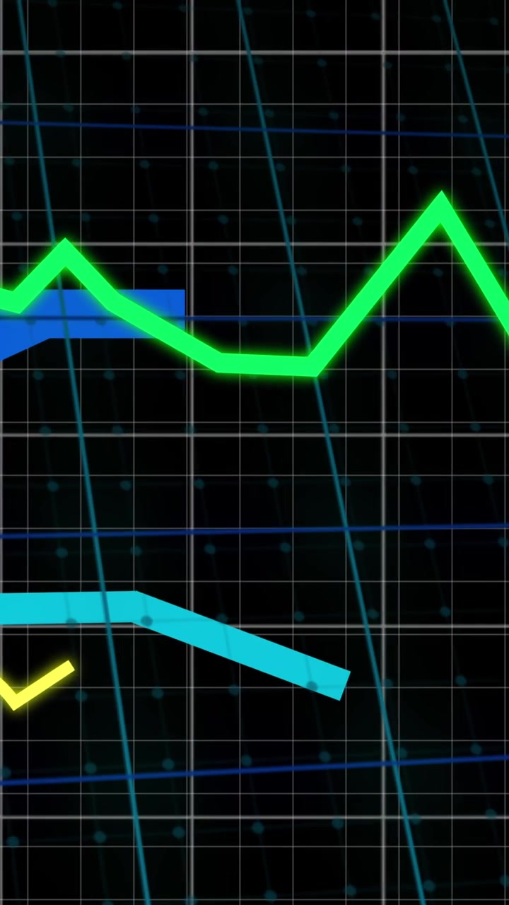 Animation of financial data processing over black background