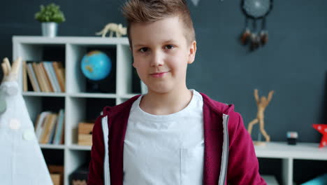 portrait of a boy in a cozy room