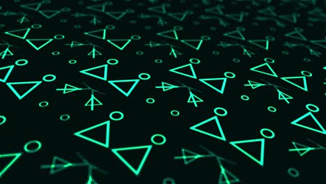 4k 3d rendering green color geometric shapes pattern animated technology perspective abstract background. seamless looping low polygon electronic futuristic creative motion wallpaper.