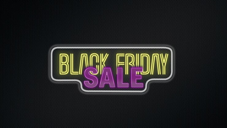 Black Friday neon sign board 2022 animation black bg fliker