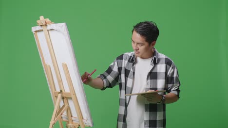 man painting on easel