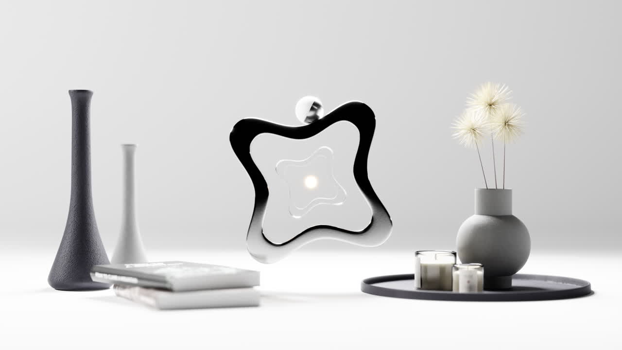 Video in loop di una palla che rotola su un ingranaggio. Animazione 3D