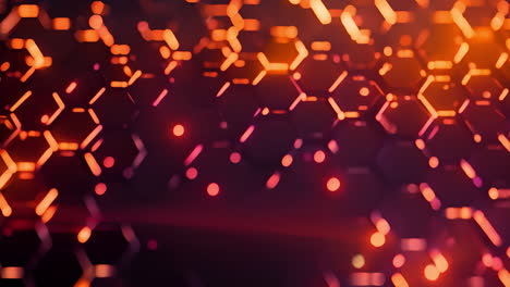 hexagonal patterns on a black and orange background