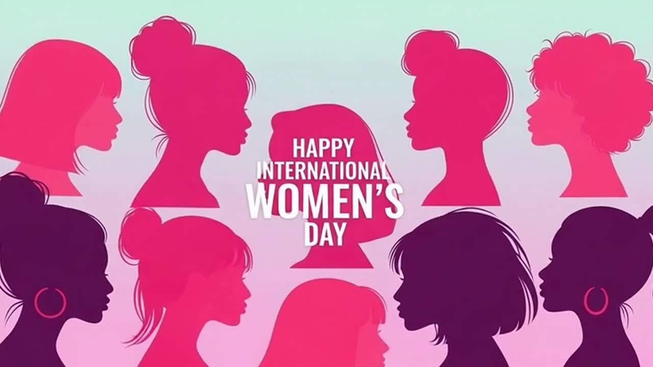 International women's day animated graphic with silhouettes