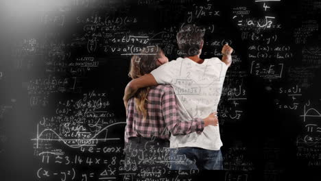 animation of mathematical equations over couple embracing